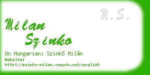 milan szinko business card